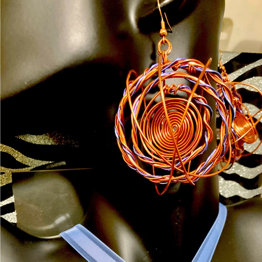 Copper spheres earrings